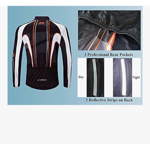 Sponeed Men’s Cycling/ Full Zip/Long Sleeve/Breathable Jersey XXL - Picture 2 of 16